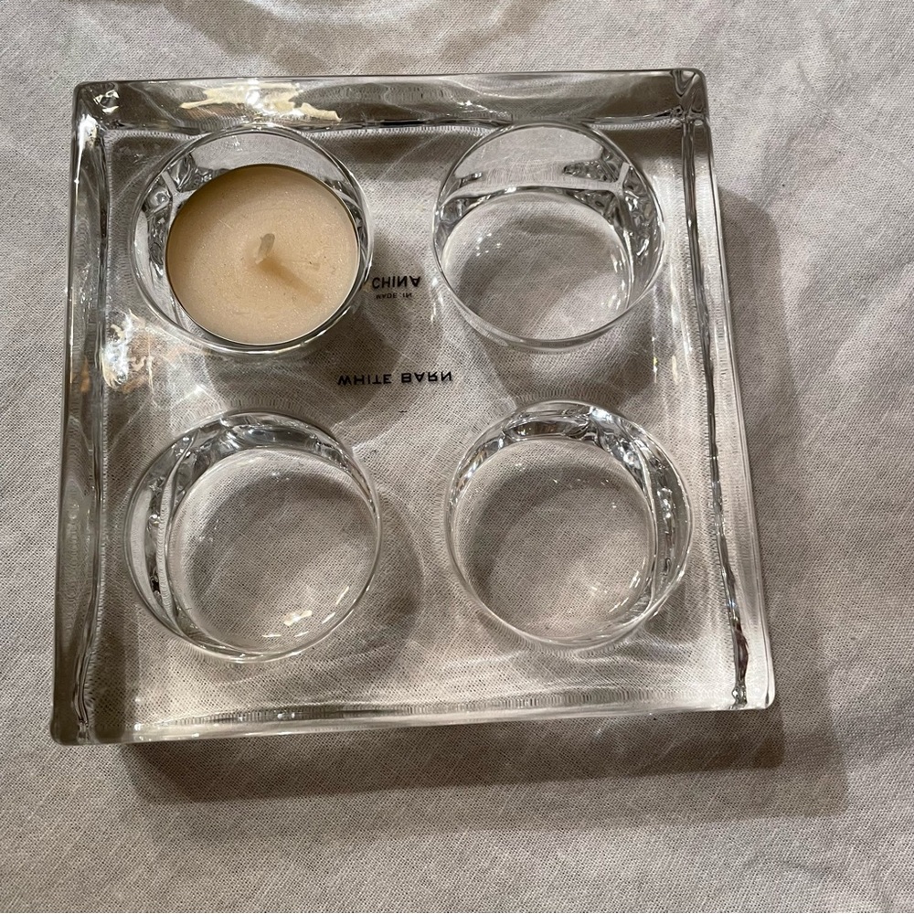 White Barn clear glass quad tea light holder - Picture 3 of 4